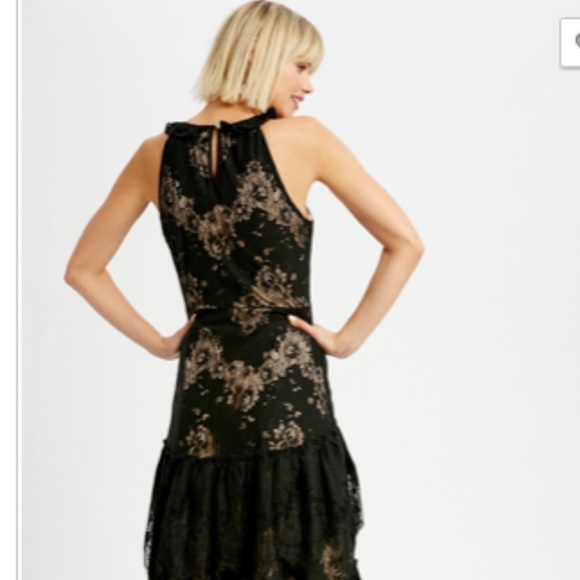 Listicle Layered Black Dress in Black and Cream - Picture 2 of 10